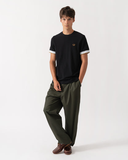 Full Length of Fred Perry Mens Twin Tipped Cuff T-Shirt - Black R88