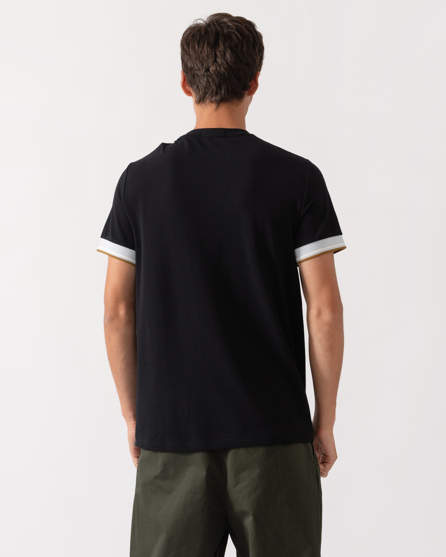 Back of Fred Perry Mens Twin Tipped Cuff T-Shirt - Black R88