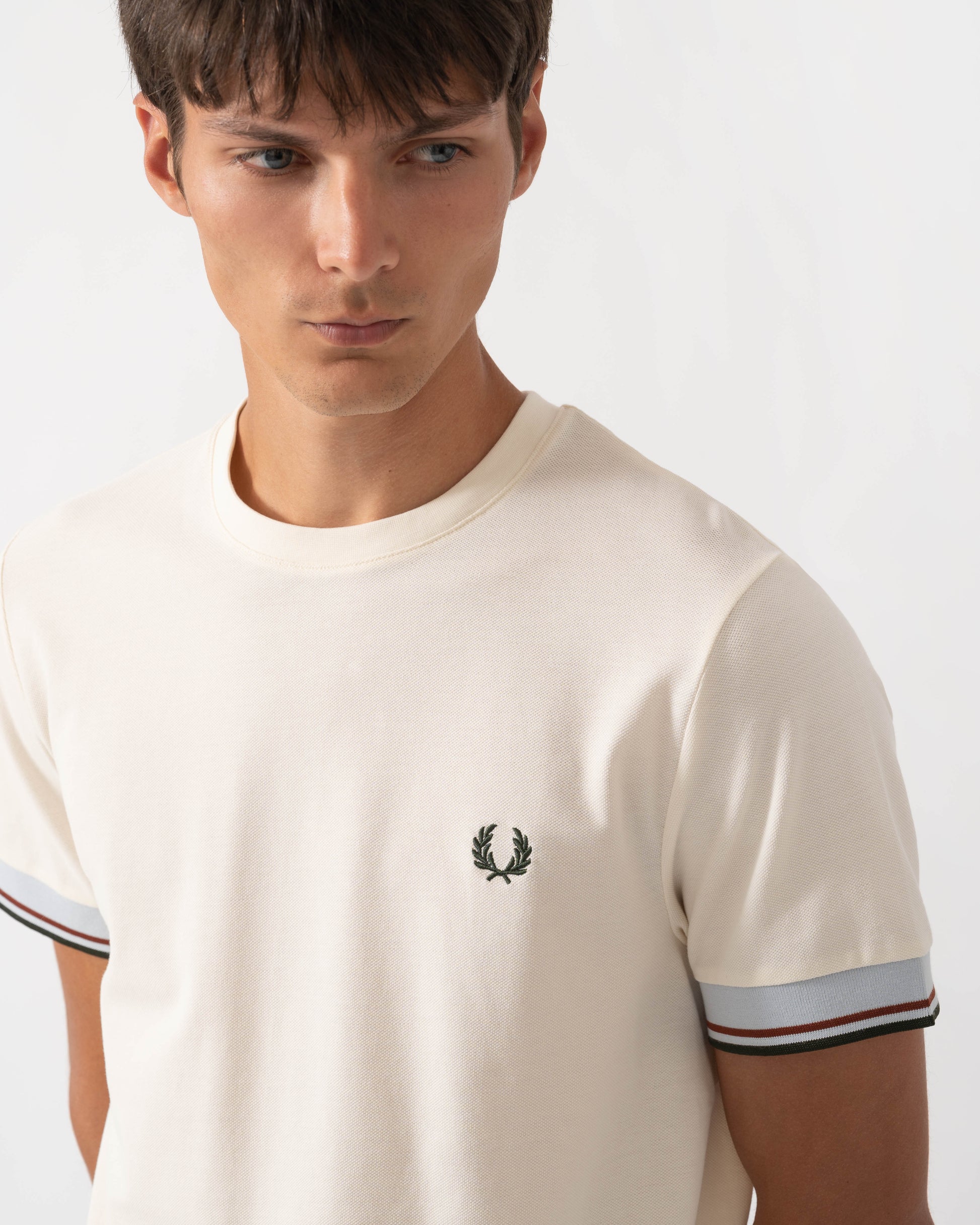 Fred Perry Mens Twin Tipped Cuff T-Shirt - Ecru S64