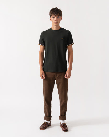 Full Length of Fred Perry Mens Twin Tipped Cuff T-Shirt - Night Green Q20