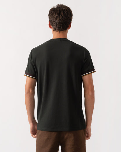Back of Fred Perry Mens Twin Tipped Cuff T-Shirt - Night Green Q20