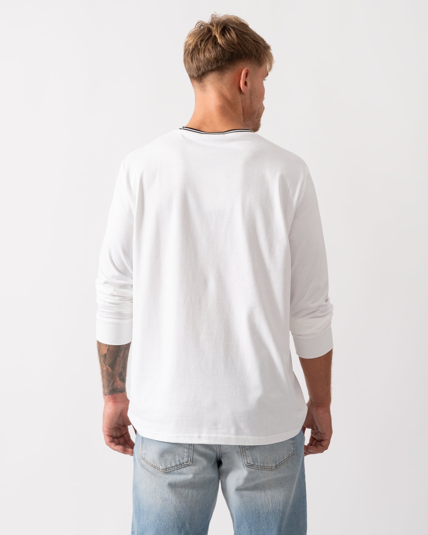Fred Perry Mens Twin Tipped Long Sleeve T-Shirt - White 100