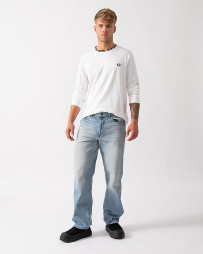 Fred Perry Mens Twin Tipped Long Sleeve T-Shirt - White 100