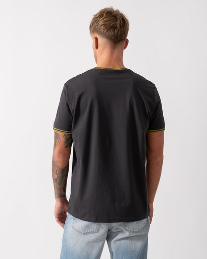 Fred Perry Mens Twin Tipped T-Shirt  - Anchor Grey/Tennis Ball Yellow 58A