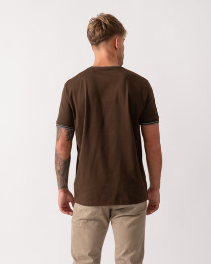 Fred Perry Mens Twin Tipped T-Shirt  - Burnt Tobacco/Stockport Blue 49A
