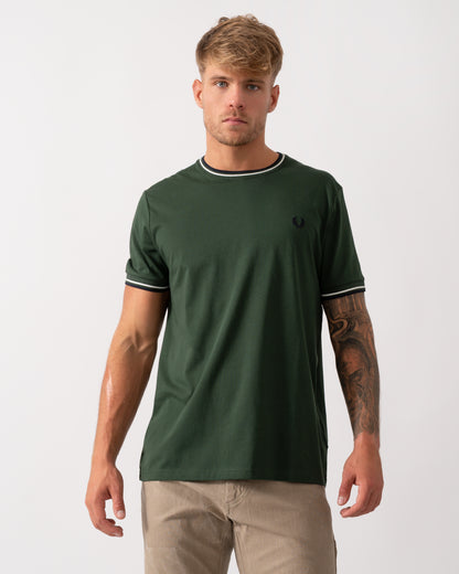 Fred Perry Mens Twin Tipped T-Shirt  - Court Green/Snow White/Navy 53A