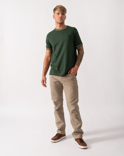 Fred Perry Mens Twin Tipped T-Shirt  - Court Green/Snow White/Navy 53A
