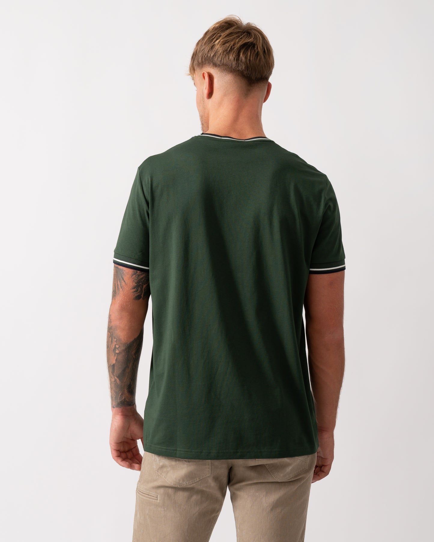Fred Perry Mens Twin Tipped T-Shirt  - Court Green/Snow White/Navy 53A