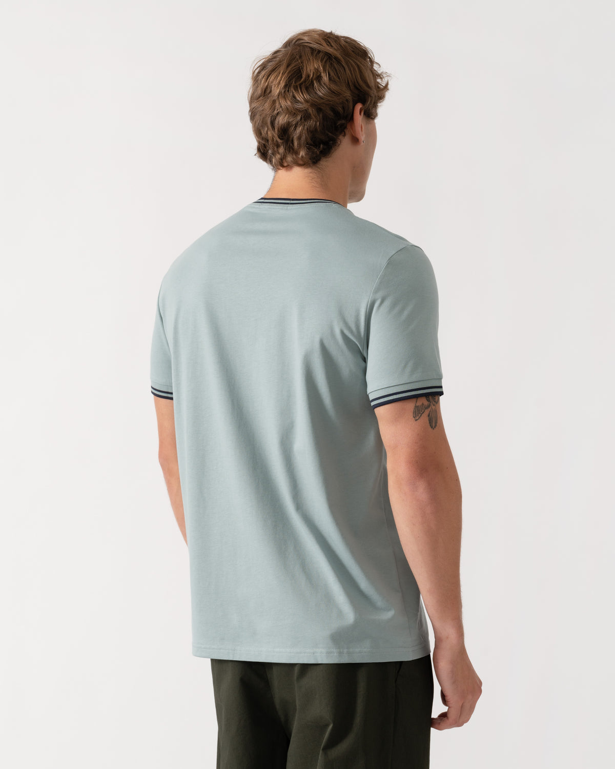 Back of Fred Perry Mens Twin Tipped T-Shirt - Silver Blue/Dark Airforce 71C