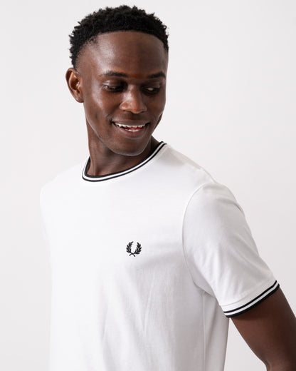 Fred Perry Mens Twin Tipped T-Shirt NOS - White 100