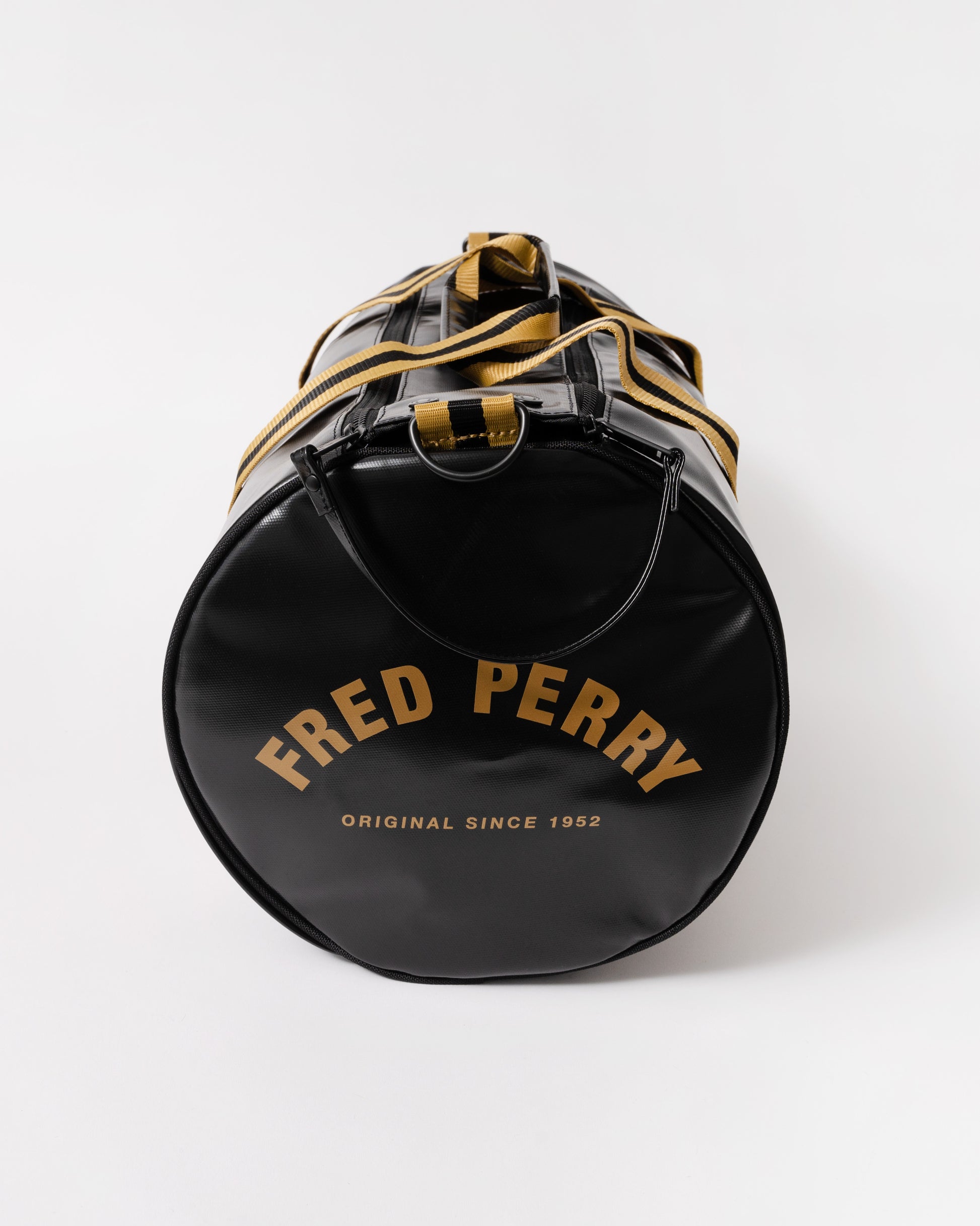 Top of Fred Perry Tipped Classic Barrel Bag - Black/Gold 774