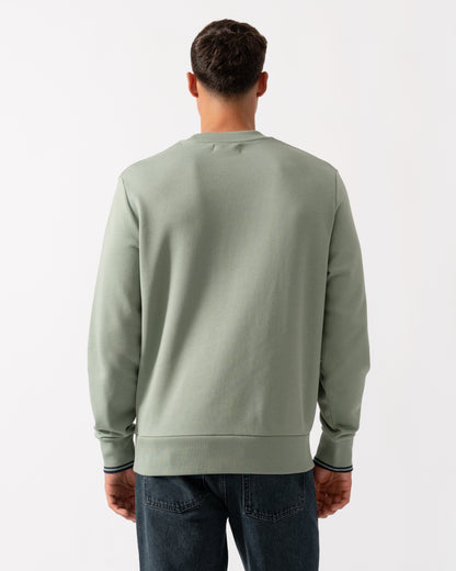 Fred Perry Mens Crew Neck Sweatshirt - Bayleaf/Dark Airforce/Tennis Blue Z49