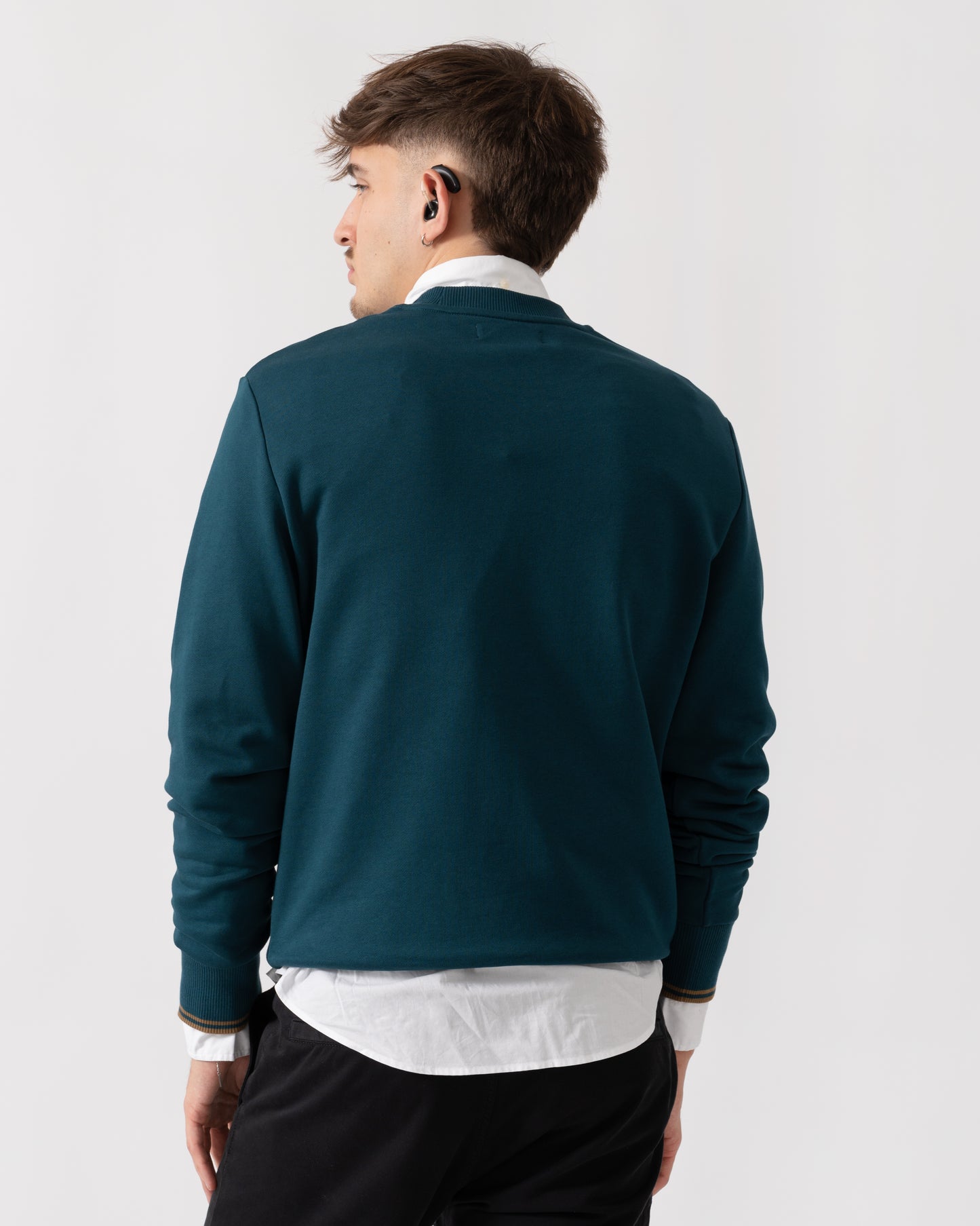 Fred Perry Mens Crew Neck Sweatshirt - Dark Petrol/Shaded Stone Z48