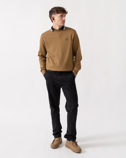Fred Perry Mens Crew Neck Sweatshirt - Shaded Stone/Ecru/Dark Petrol Z60