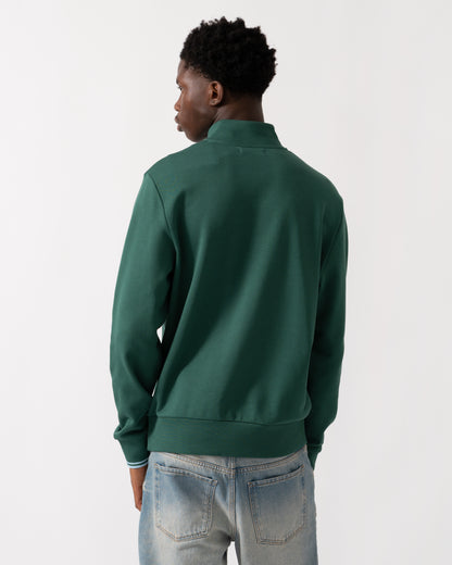 Fred Perry Mens Half Zip Sweatshirt - Sport Green/Track Blue Z59