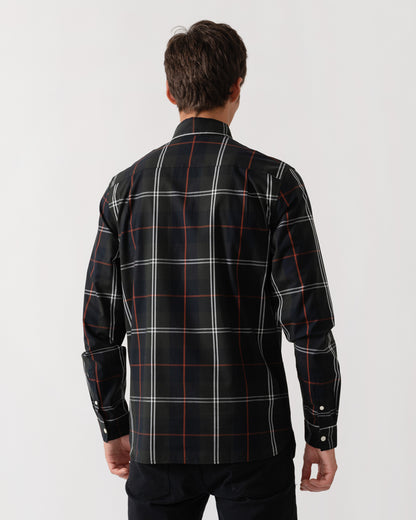 Fred Perry Mens Poplin Tartan Shirt - Night Green Q20