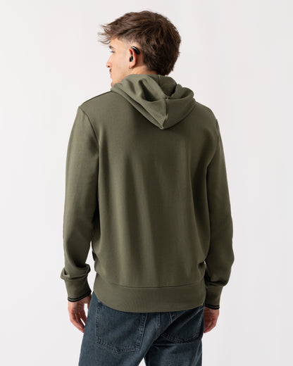 Fred Perry Mens Tipped Hooded Sweatshirt - Laurel Wreath Green/Black Z50