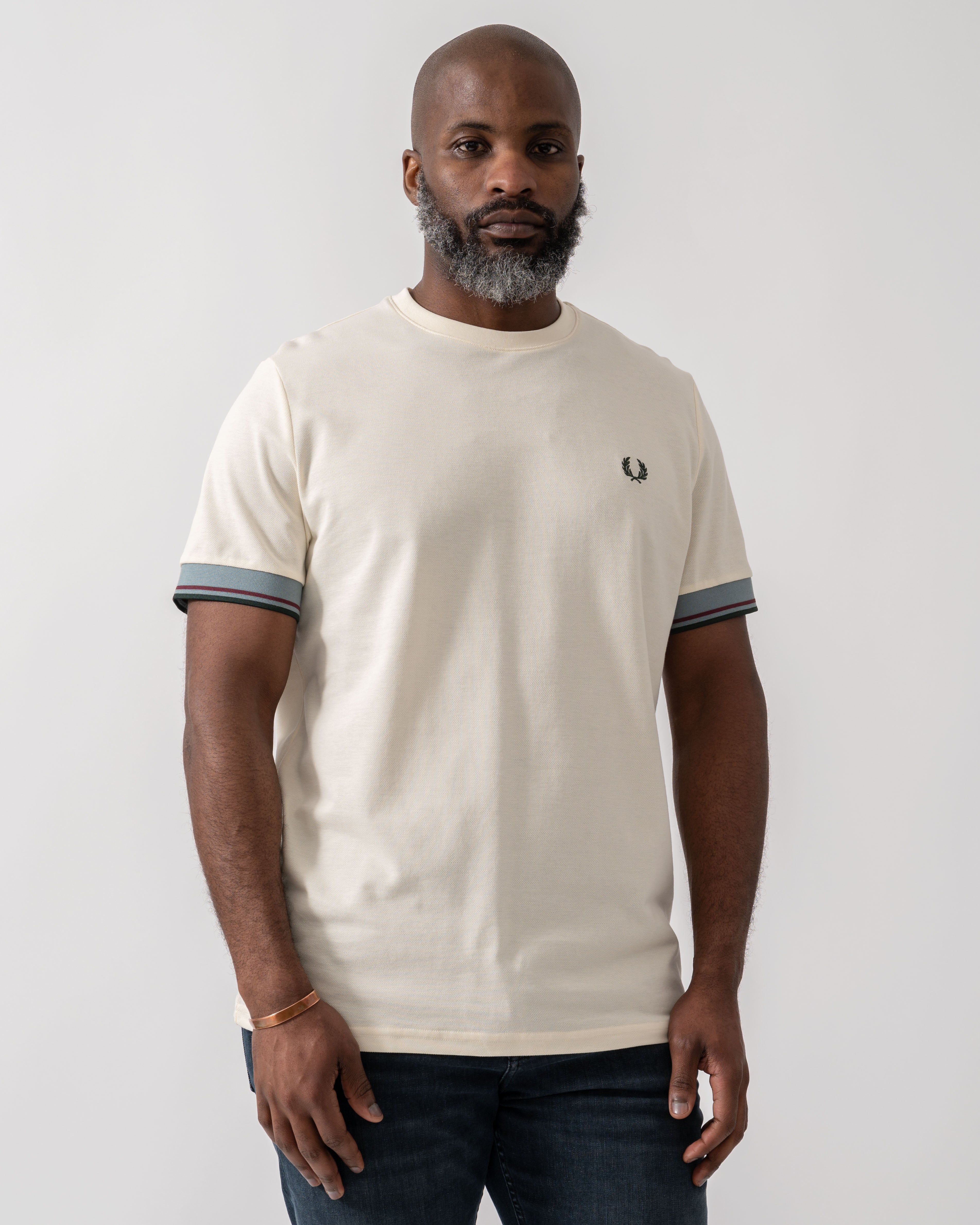 Fred Perry Mens Twin Tipped Cuff T-Shirt - Ecru 560 – CHO