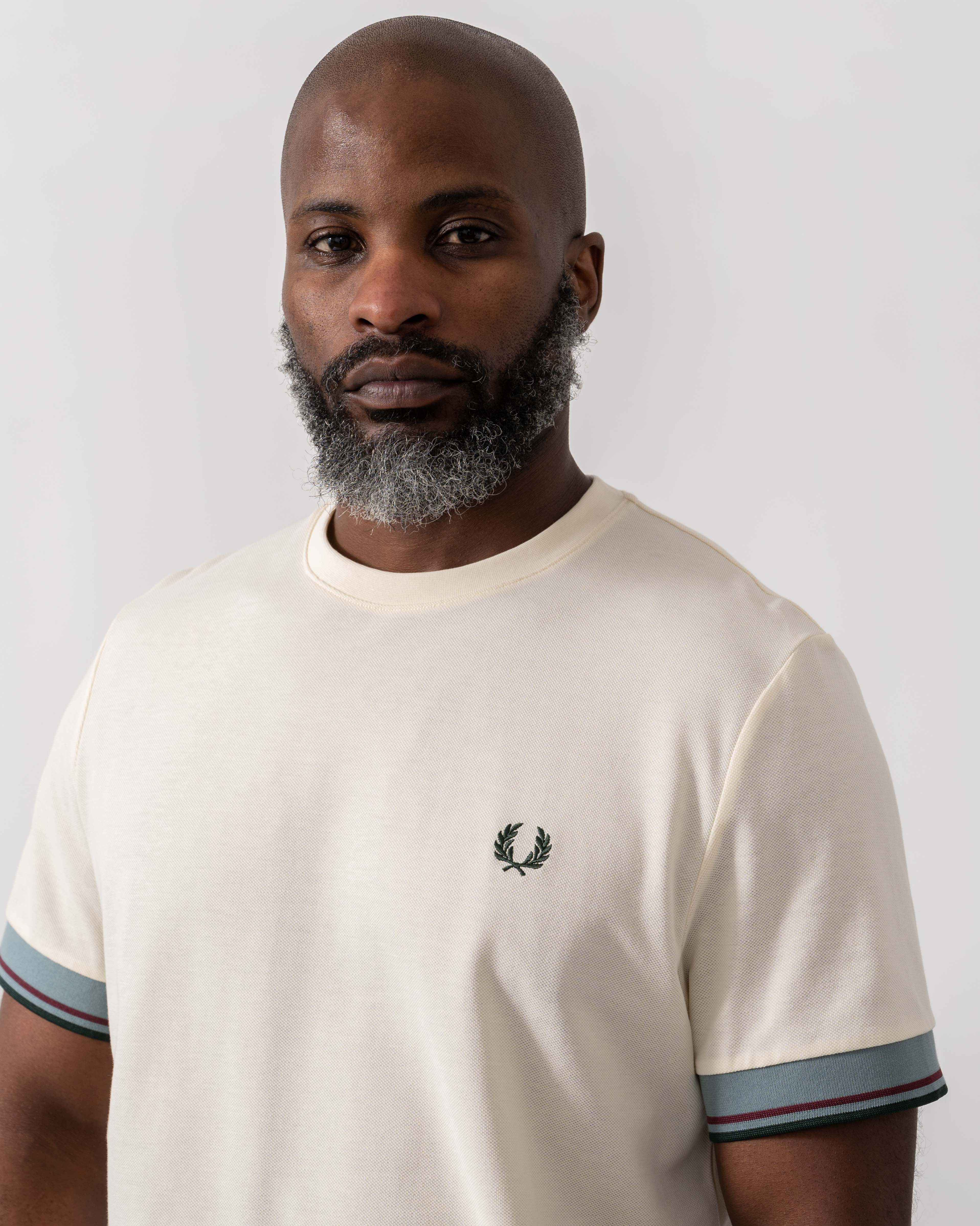Fred Perry Mens Twin Tipped Cuff T-Shirt - Ecru 560 – CHO