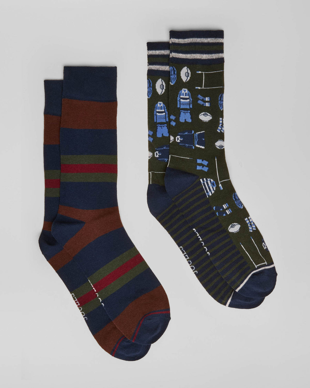 Joules Kingsbury 2-Pack Mens Socks - Green Rugby