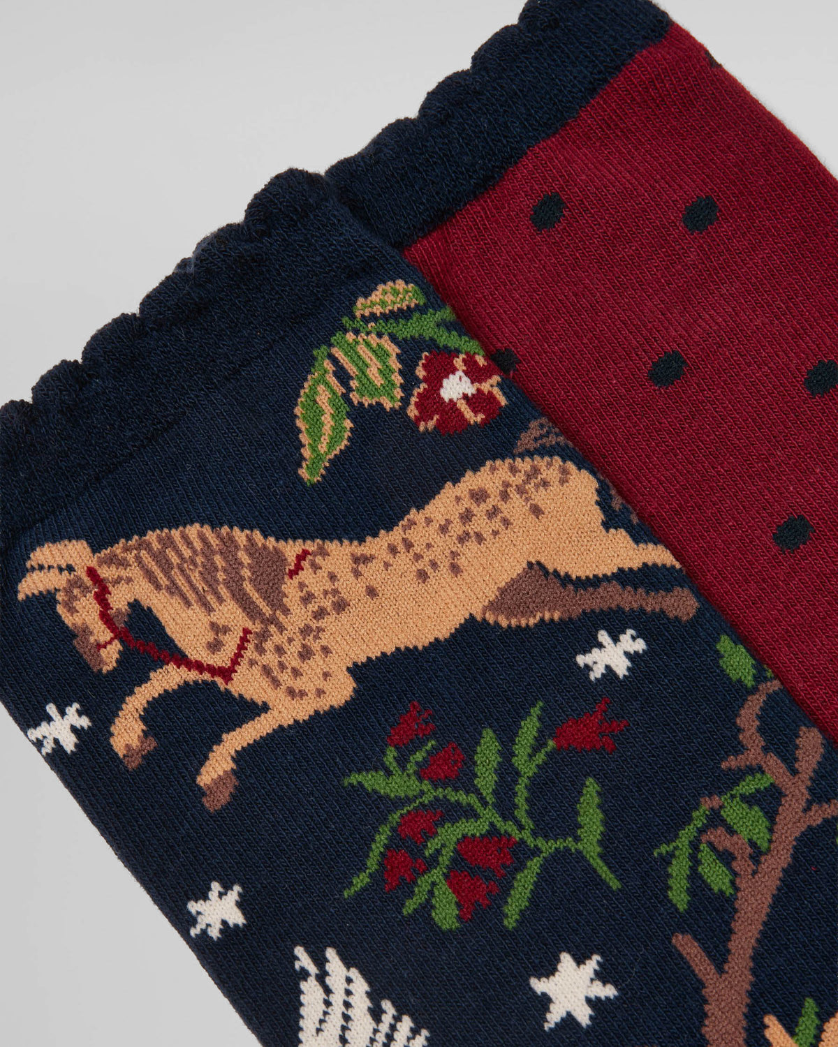 Joules Everyday 2 Pack Womens Socks - Navy Woodland | CHO | Designer Womens Socks