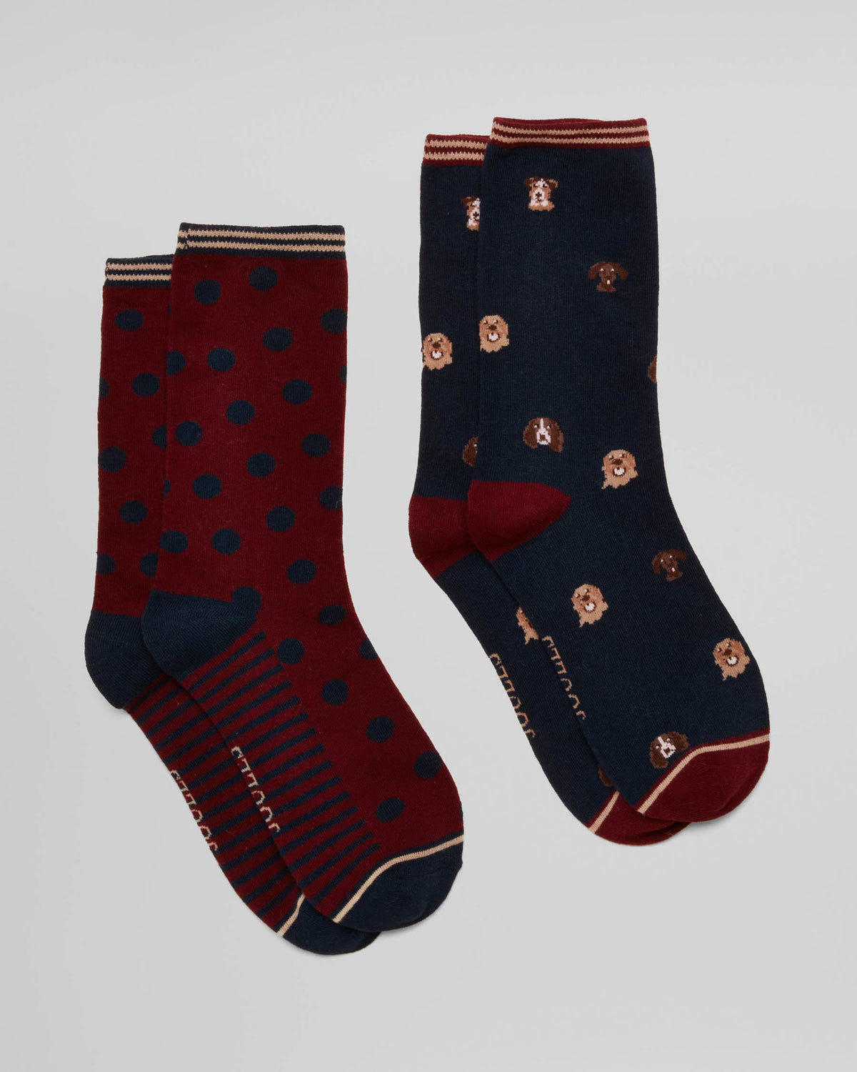 Joules Everyday 2 Pack Womens Socks - Navy Mini Dog | CHO | Designer Womens Socks