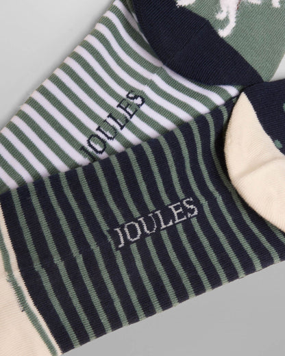 Joules Everyday 2 Pack Womens Socks - Green Dog | CHO | Designer Womens Socks