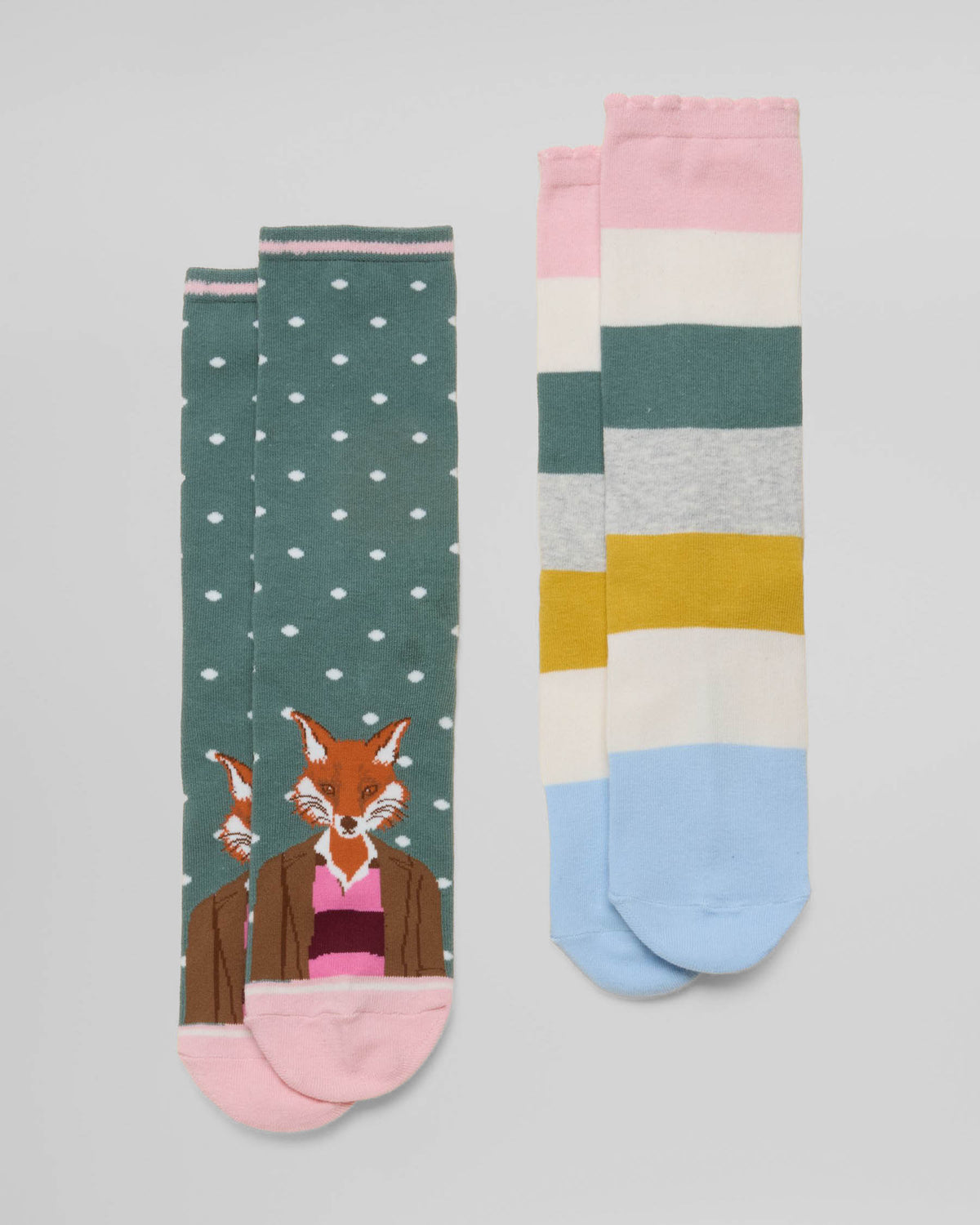 Joules Everyday 2 Pack Womens Socks - Green Jonty | CHO | Designer Womens Socks