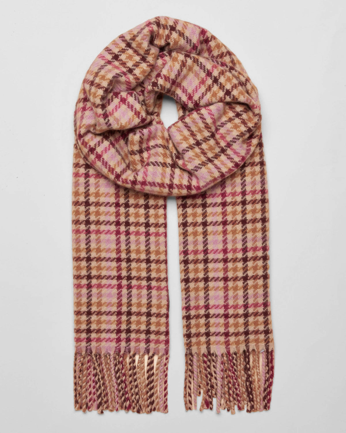 Joules Langtree Scarf - Berry Houndstooth
