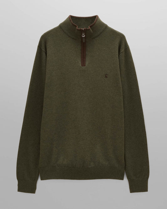 Joules Hillside Mens 1/4 Zip Jumper - Khaki Green