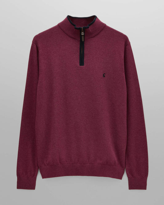 Joules Hillside Mens 1/4 Zip Jumper - Plum | CHO | Designer Mens 1/4 Zip Jumpers