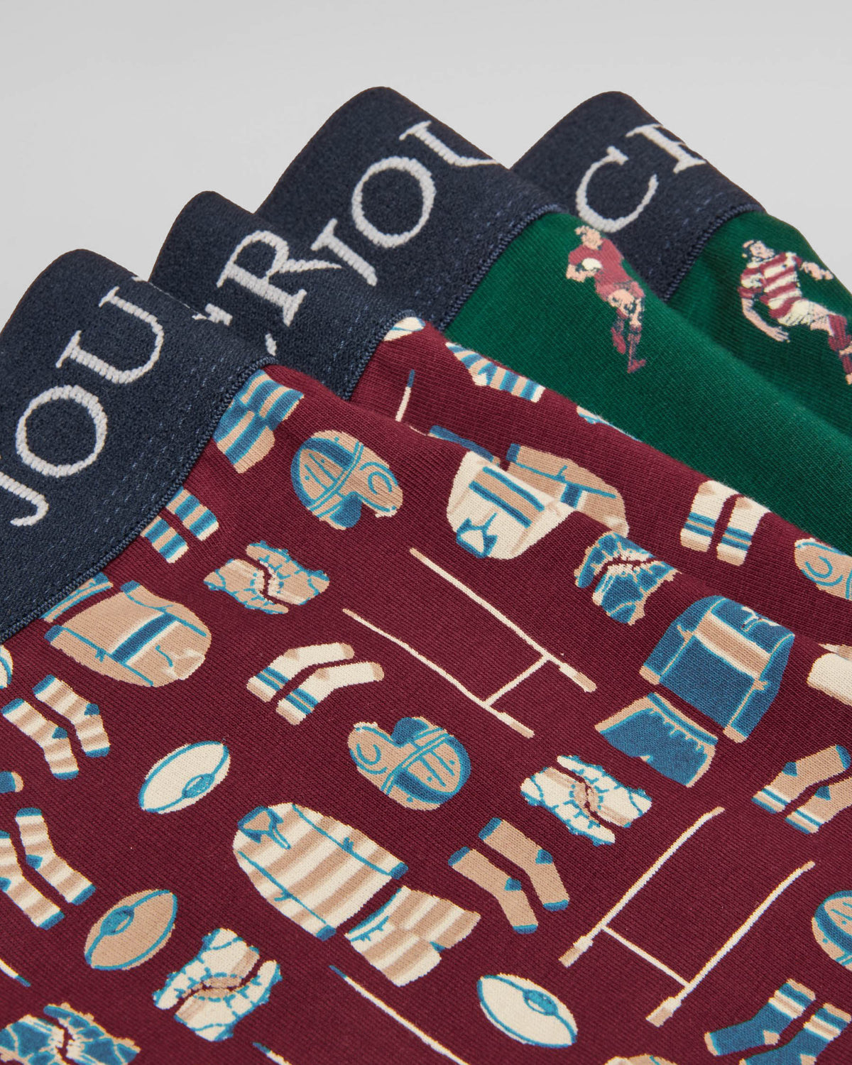 Joules 2 Pack Mens Crown Joules Boxers - Ruck and Roll Red/Green