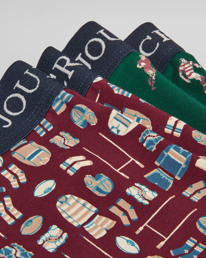 Joules 2 Pack Mens Crown Joules Boxers - Ruck and Roll Red/Green
