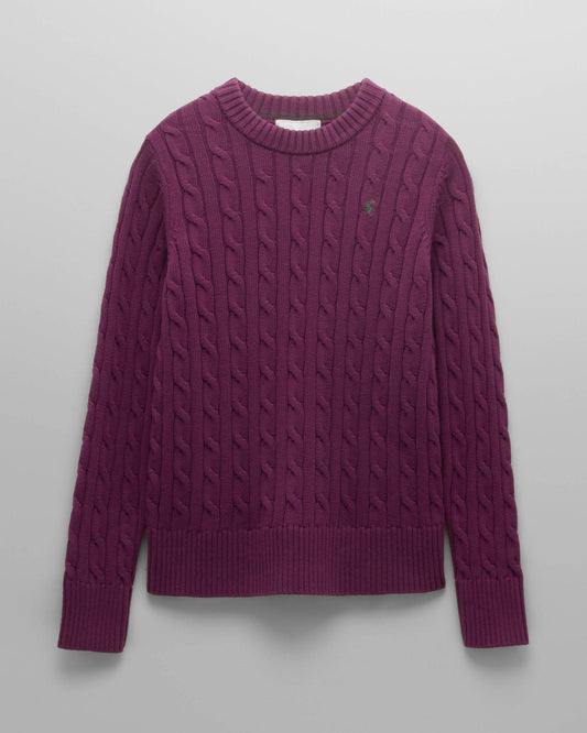 Joules Womens Classic Cable Knit Jumper - Purple Berry | CHO | Designer Womens Jumpers