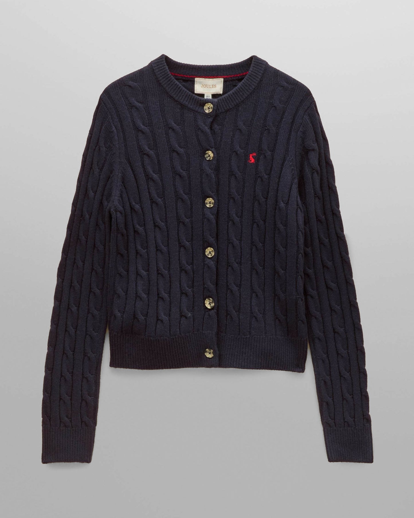 Joules Womens Wool Blend Cable Knit Cardigan - Navy