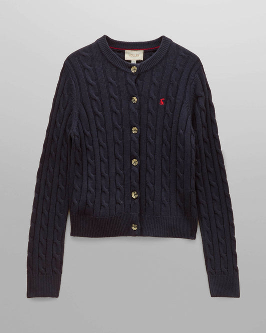 Joules Womens Wool Blend Cable Knit Cardigan - Navy | CHO | Designer Womens Cardigans