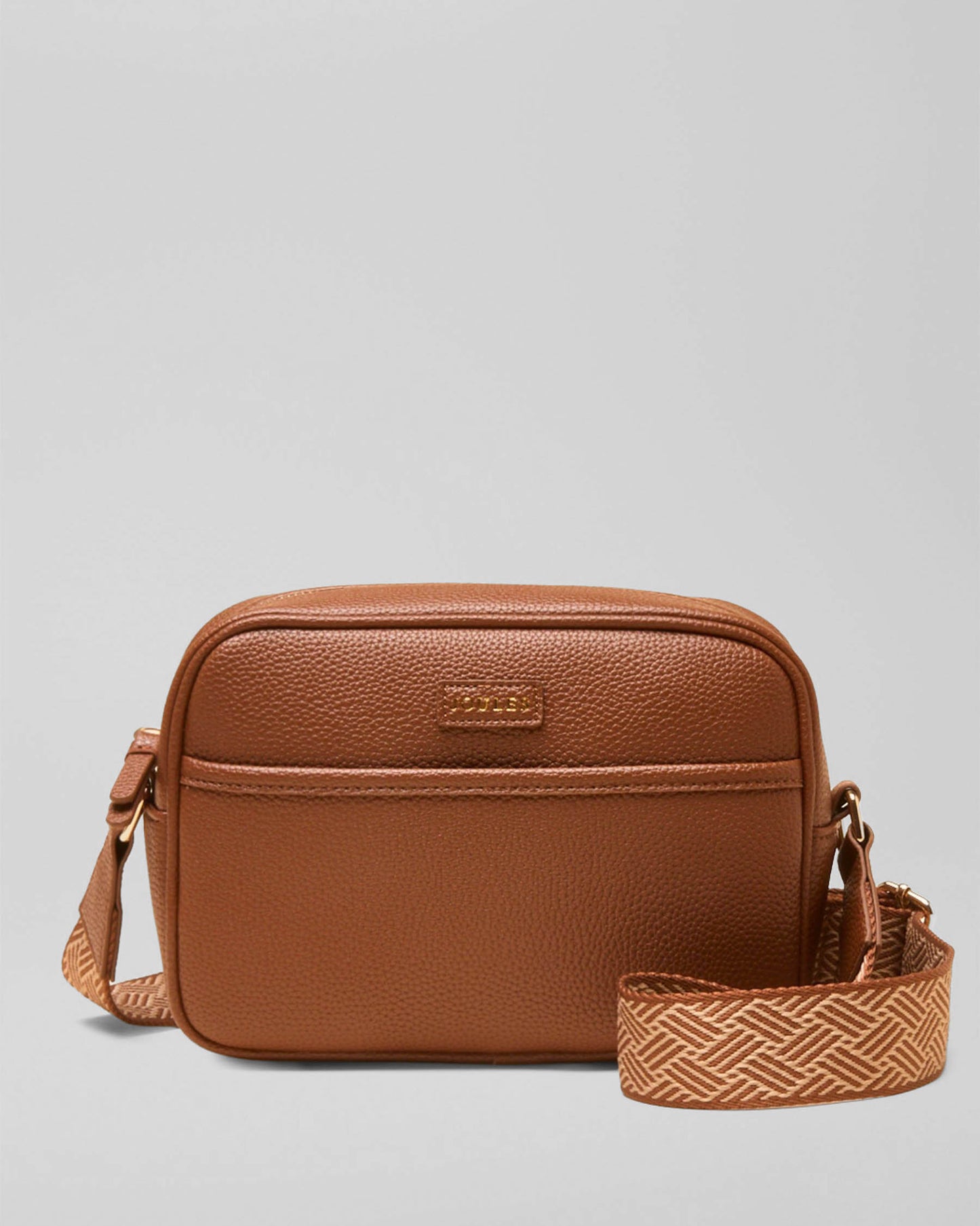 Joules Trent Womens Faux Leather Crossbody Bag in Tan Brown, front