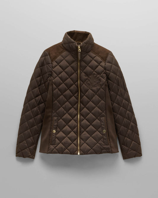 Joules Braemar Luxe Womens Quilted Jacket - Chocolate Brown, flat lay