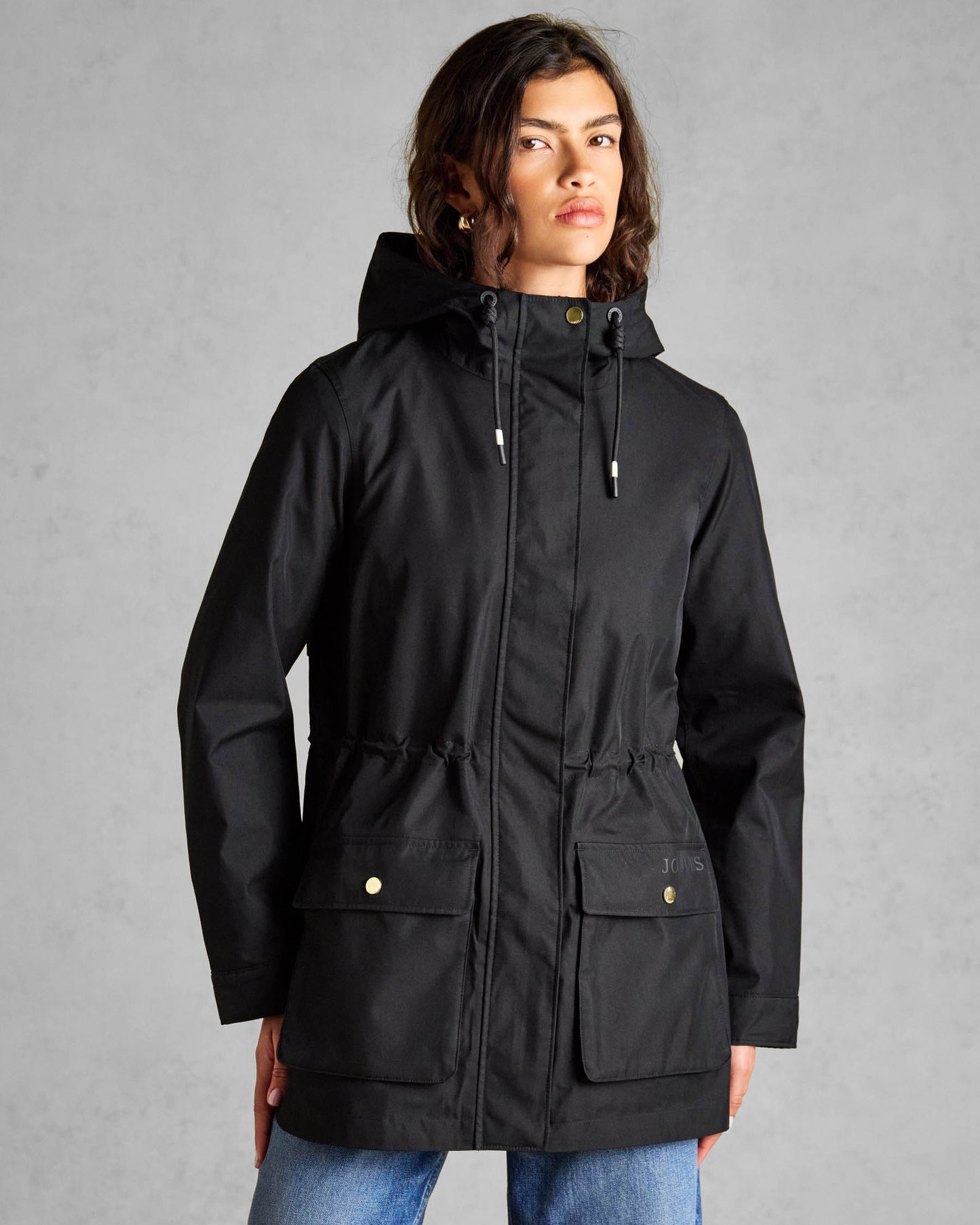 Joules Portwell Womens Raincoat - Black, front