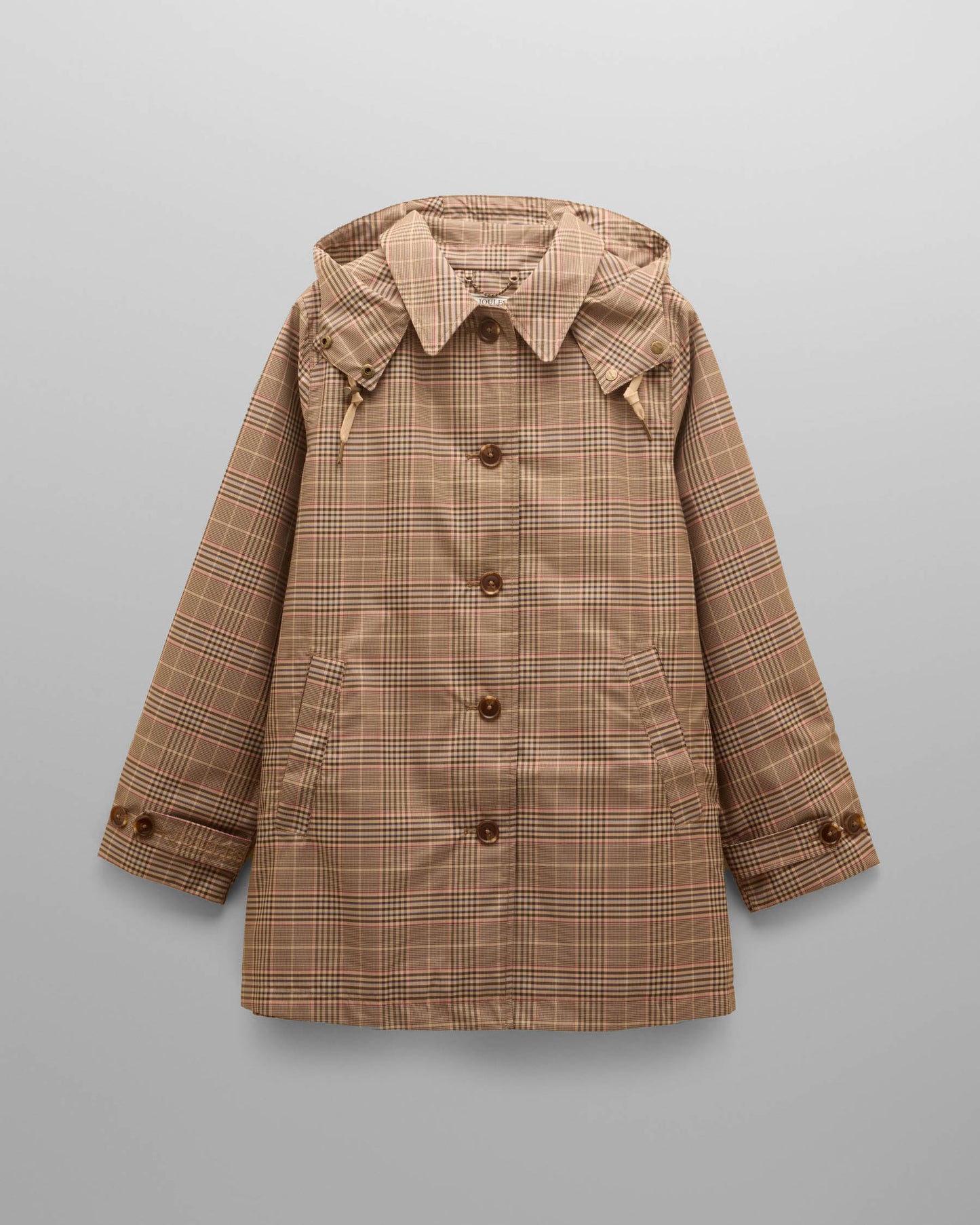 Joules Rainmore Womens Waterproof Button Through Raincoat - Tweed Check