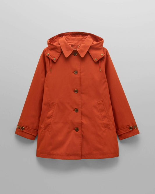 Joules Rainmore Womens Waterproof Button Through Raincoat - Rust Red | CHO | Designer Womens Rain Coats