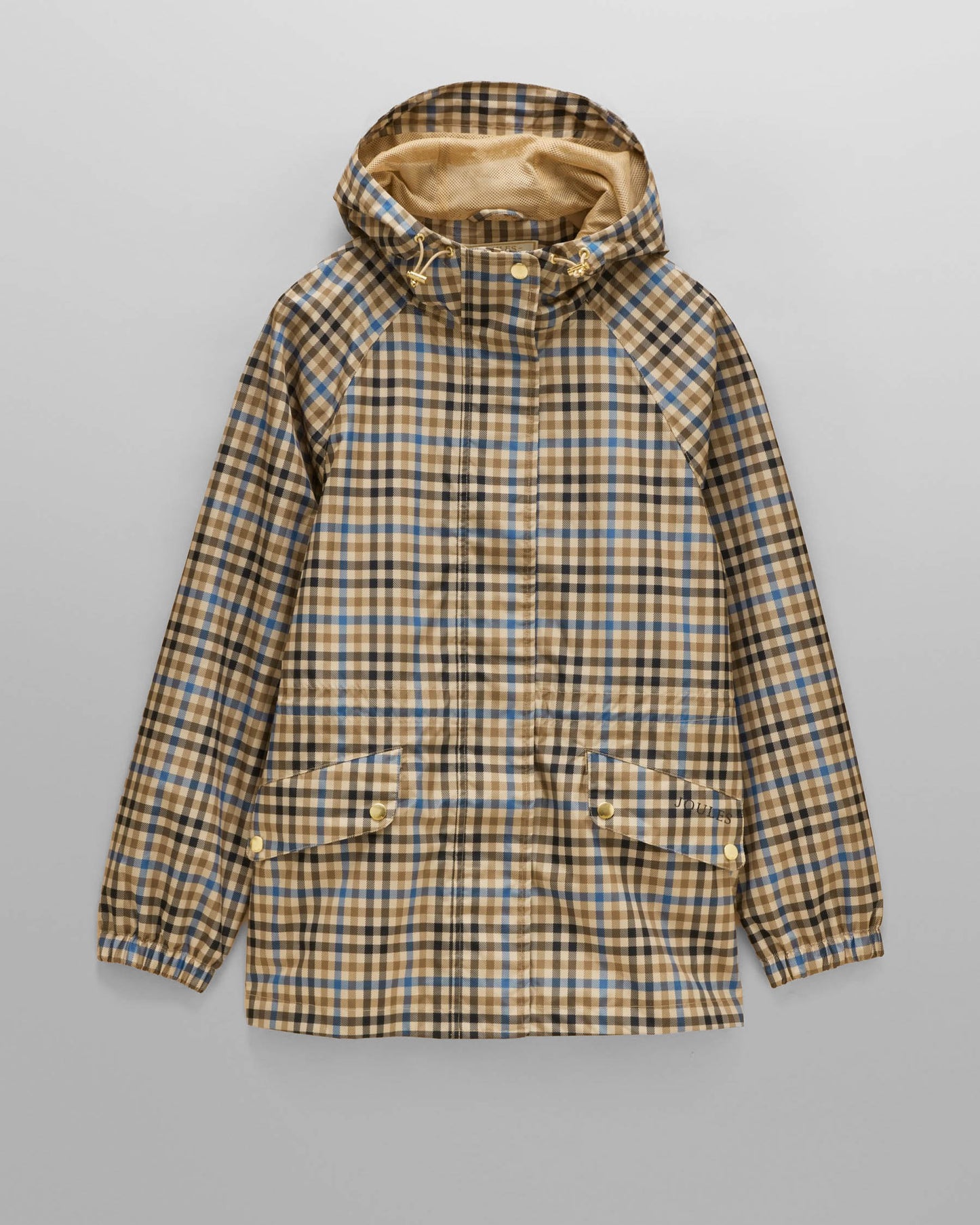 Joules Everdry Womens Packable Raincoat - Tan Check