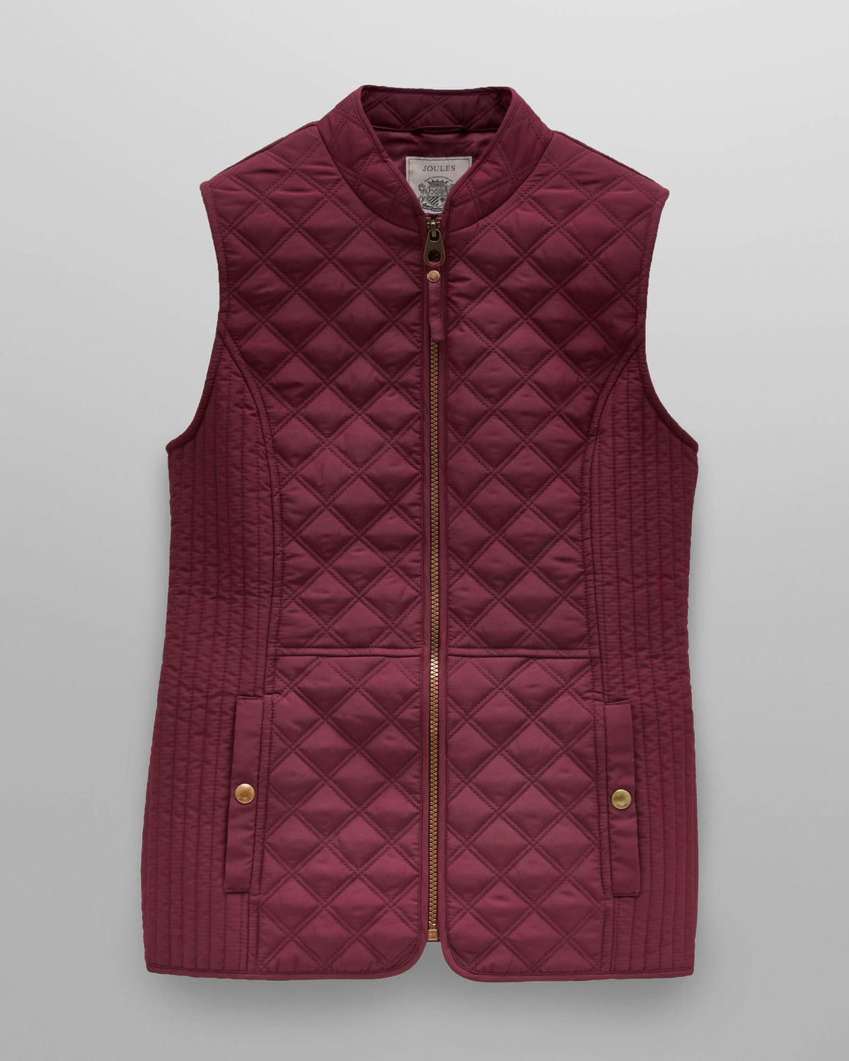 Joules Minx Womens Diamond Quilt Gilet - Dark Red