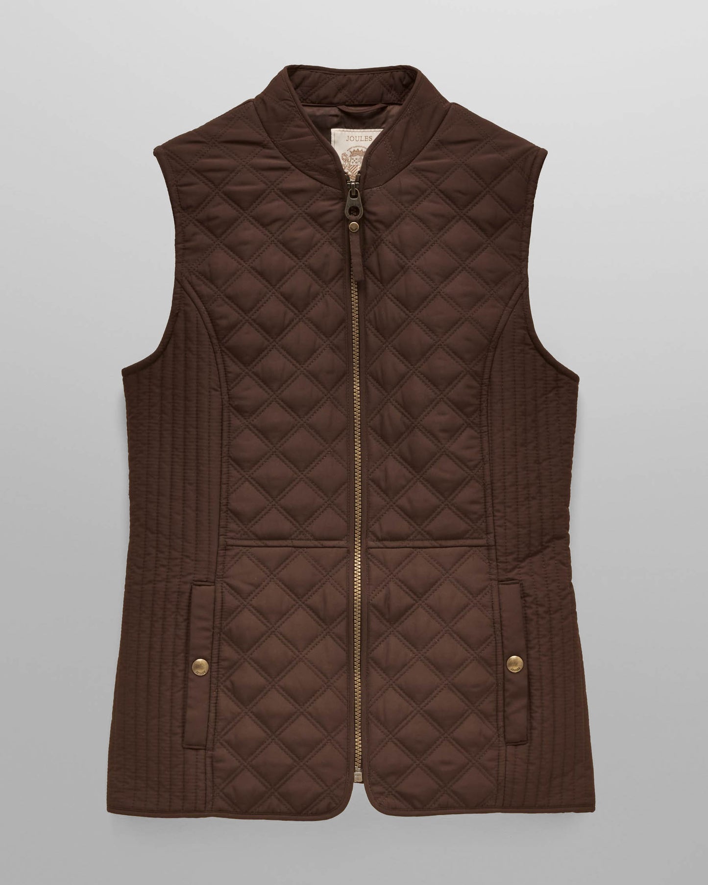 Joules Minx Womens Diamond Quilt Gilet - Chocolate Brown