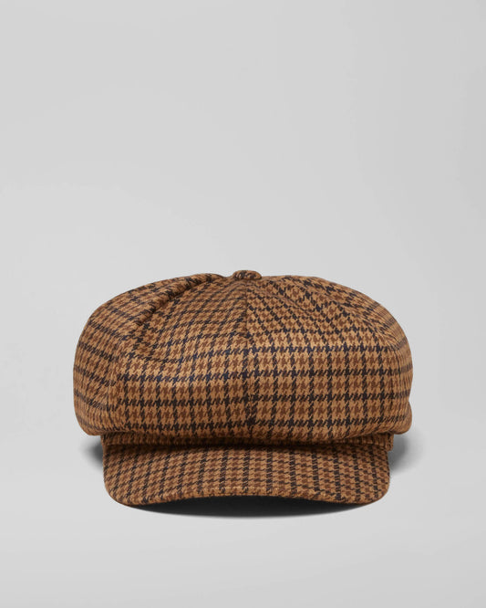 Joules Elvaston Womens Baker Boy Cap - Neutral Houndstooth | CHO | Designer Womens Hats