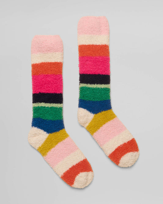 Joules Fluffy Womens Socks - Cream Multi Stripe | CHO | Designer Womens Socks