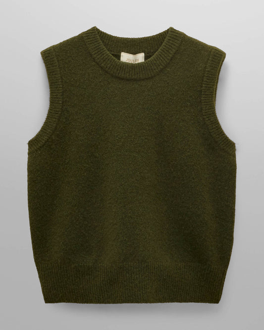 Joules Holly Womens Crew Neck Knit Tank Top - Olive | CHO | Designer Womens Knit Tank Tops