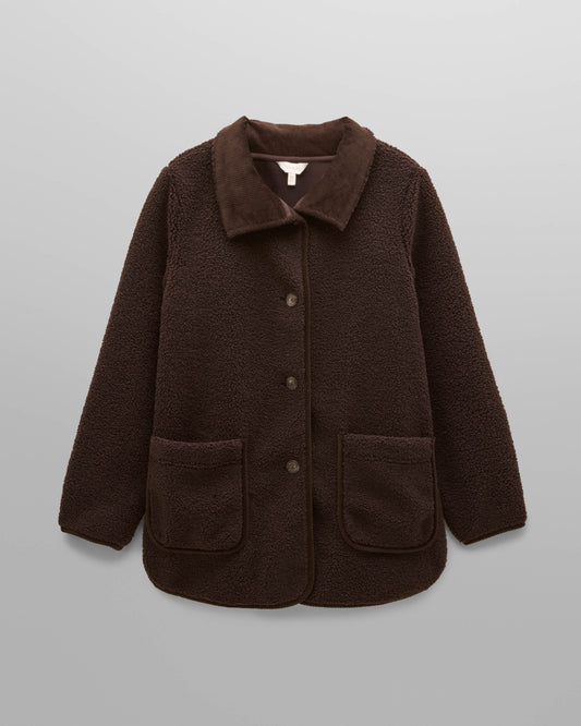 Joules Sadie Longline Womens Fleece Jacket - Chocolate Brown | CHO | Designer Womens Fleece Jackets