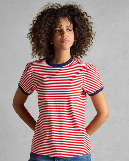 Joules Erin Womens Striped T-Shirt - Red Stripe - CHO - Designer 