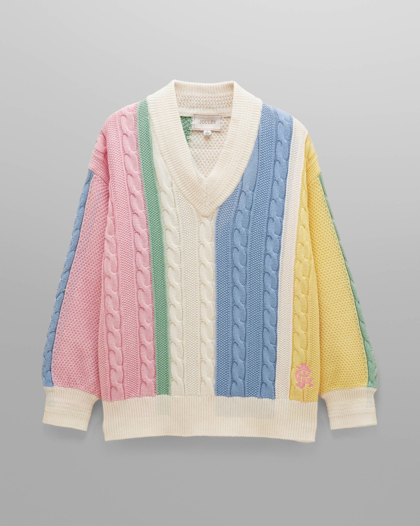 Joules  Dibly Stripe Womens V-Neck Cricket Jumper - Multi